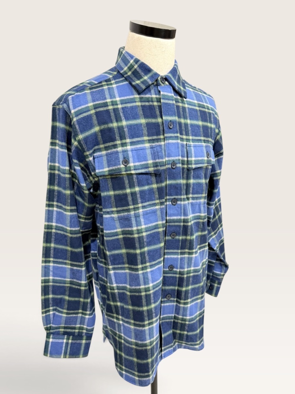 L.L.Bean Flannel Shirt Men's Chamois Traditional Fit Plaid Deep Blue NWT - Picture 10 of 13
